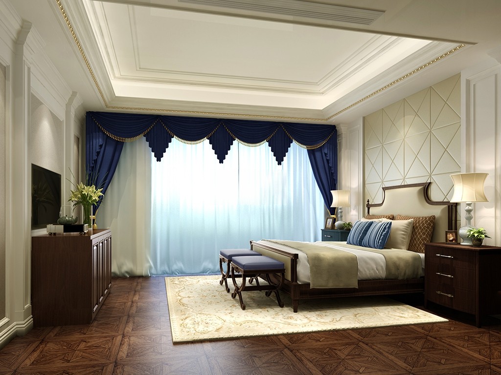 金山区480平欧式风格叠加别墅卧室装修效果图