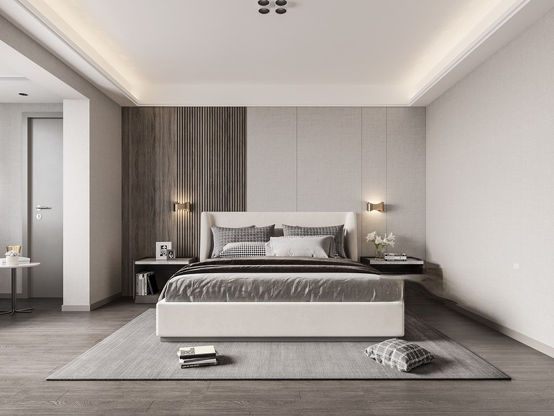 上海金山梅州新村75平新中式风格二居室卧室装修效果图