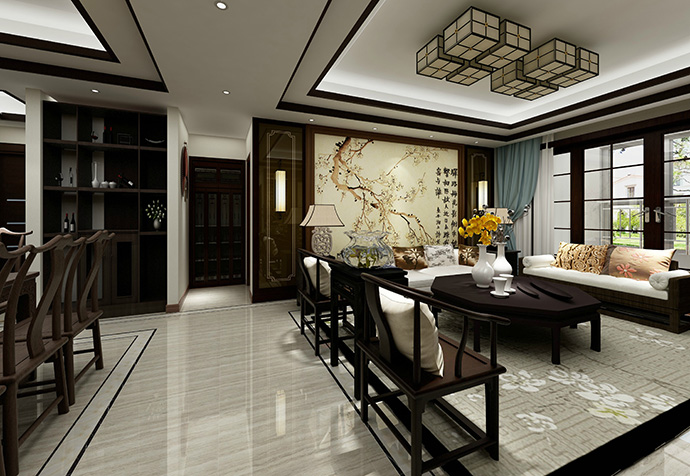 浦东新区中金海棠湾146平新中式风格公寓装修效果图