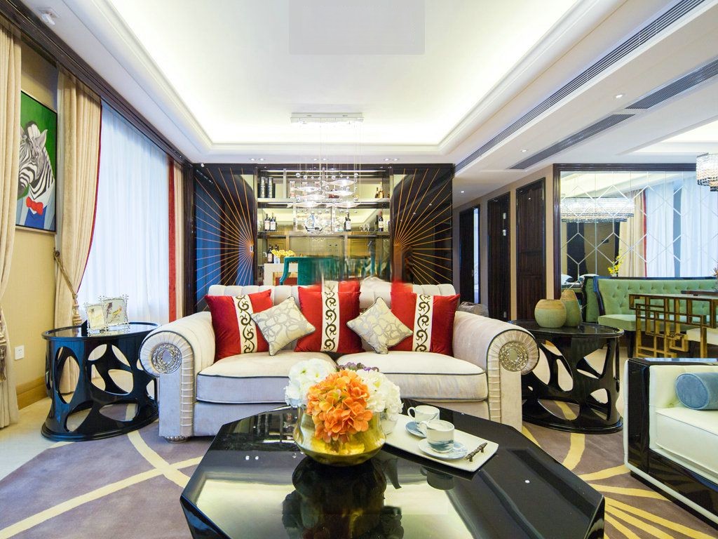 杨浦区嘉誉湾192平东南亚风格大平层客厅装修效果图