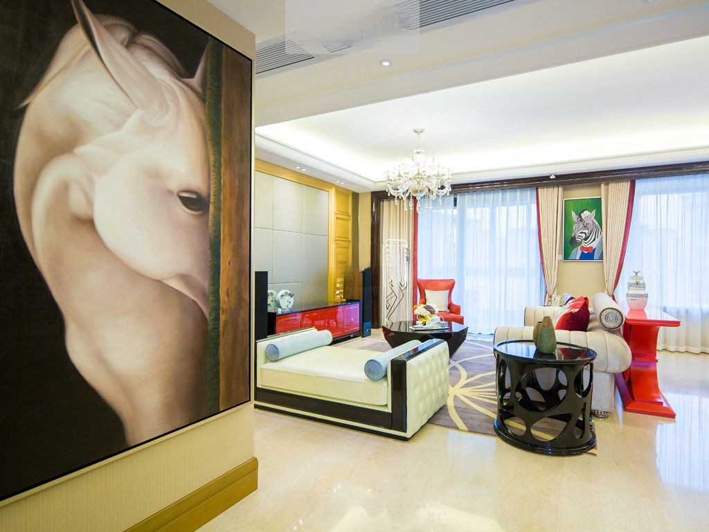 杨浦区嘉誉湾192平东南亚风格大平层客厅装修效果图
