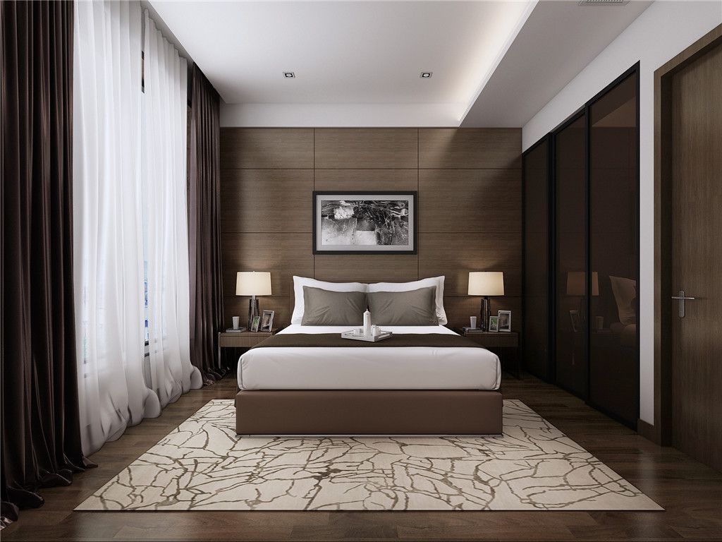 启东市海上威尼斯550平现代风格独栋别墅卧室装修效果图