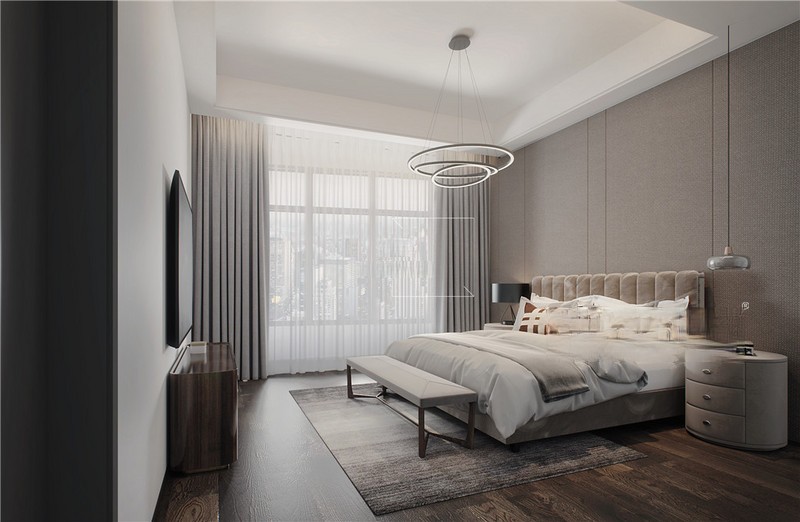 上海上海中凯城市之光120平现代简约风格住宅卧室装修效果图