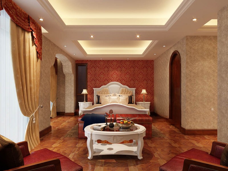 上海三利宅院福邸400平西班牙风格别墅卧室装修效果图