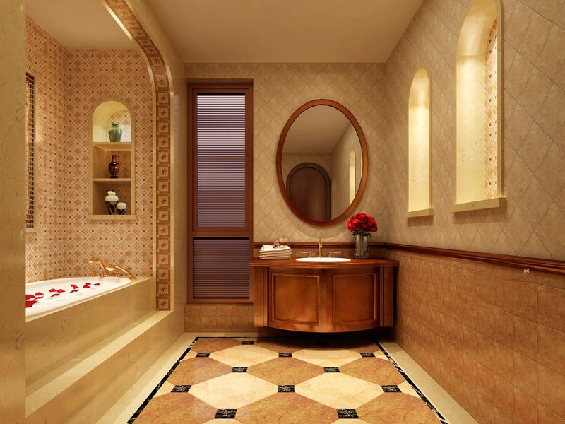 上海三利宅院福邸400平西班牙风格别墅卫生间装修效果图