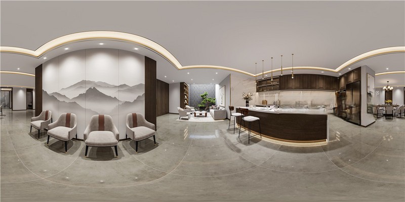 上海上海新天鸿名人高尔夫240平新中式风格别墅客厅装修效果图
