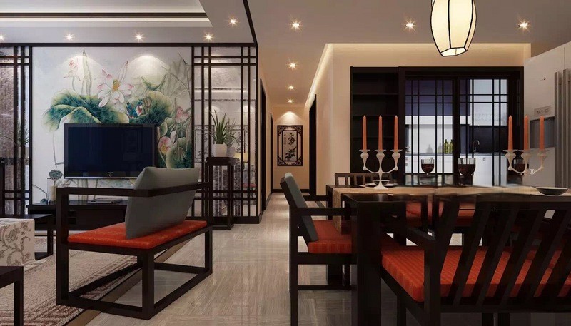 上海首创禧悦120平新中式风格三居室餐厅装修效果图