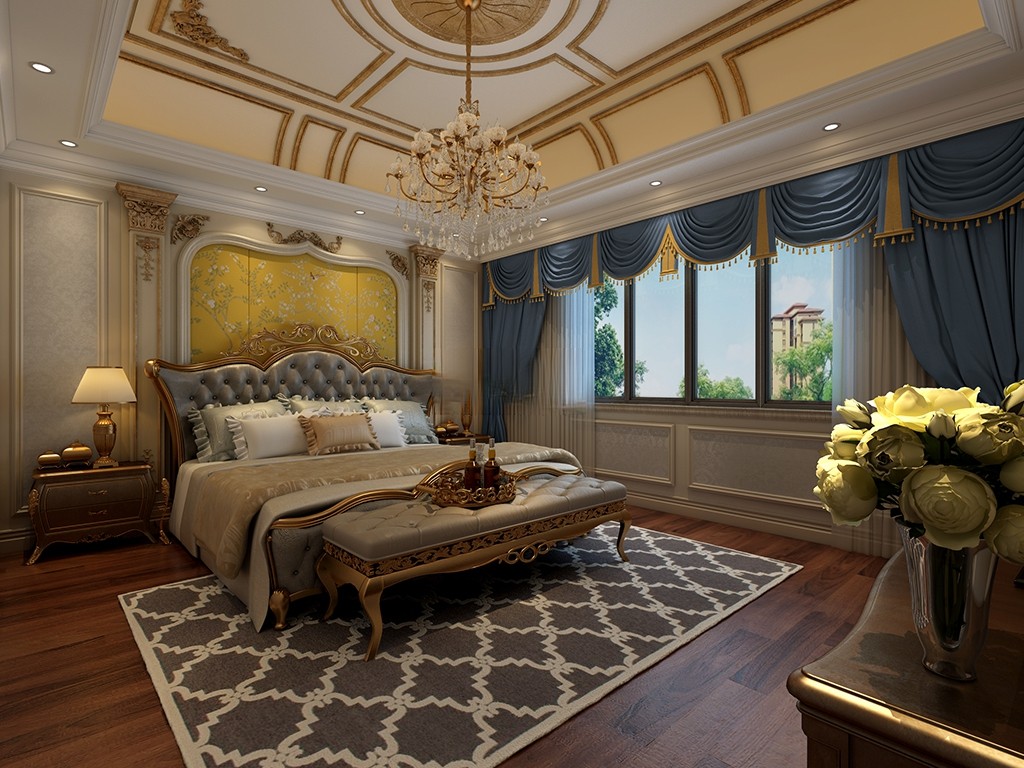金山区400平新古典风格独栋别墅卧室装修效果图