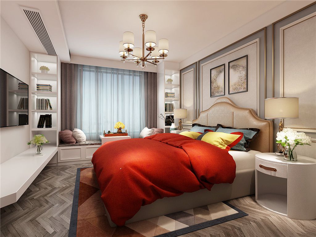 徐汇区紫荆园300平欧式风格叠加别墅卧室装修效果图