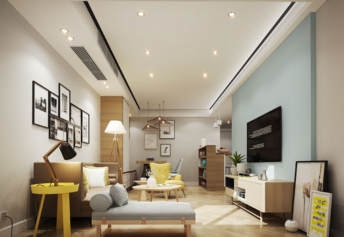 杨浦区东田公寓100平现代风格公寓装修效果图