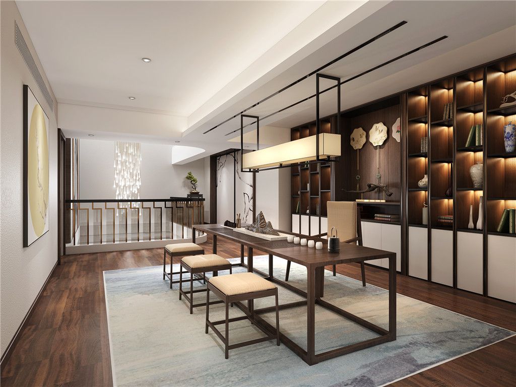 杨浦区尚浦名邸500平新中式风格独栋别墅地下室装修效果图