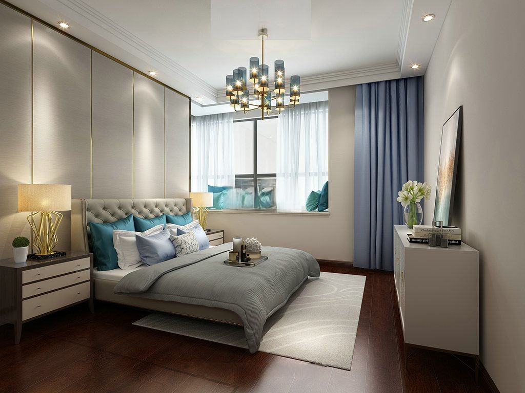嘉定区季景铭郡270平美式风格大平层卧室装修效果图