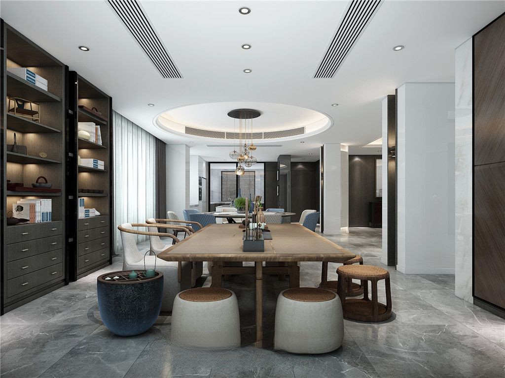 南通北上海至尊160平新中式风格大平层餐厅装修效果图