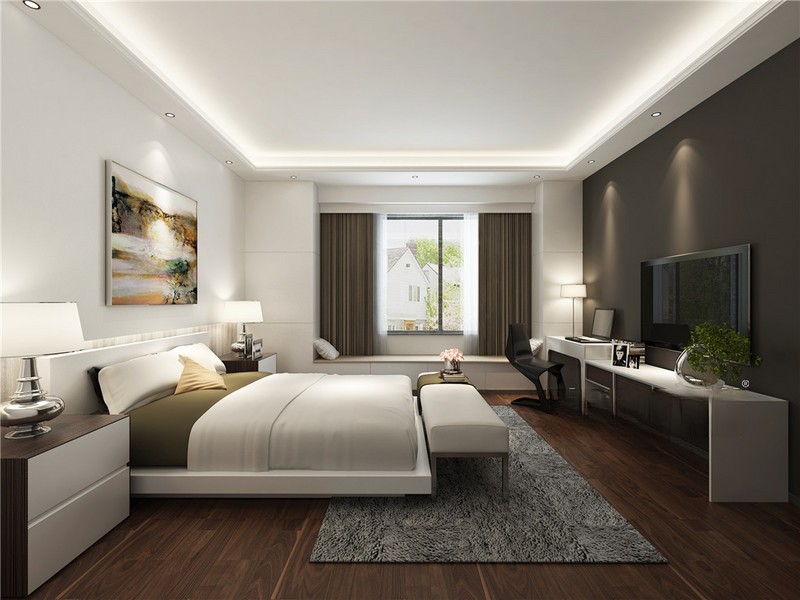 上海宛平286平现代简约风格三居室卧室装修效果图