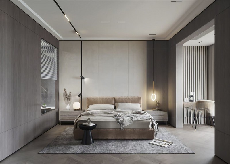 上海上海金地玺华村250平现代简约风格三居室卧室装修效果图