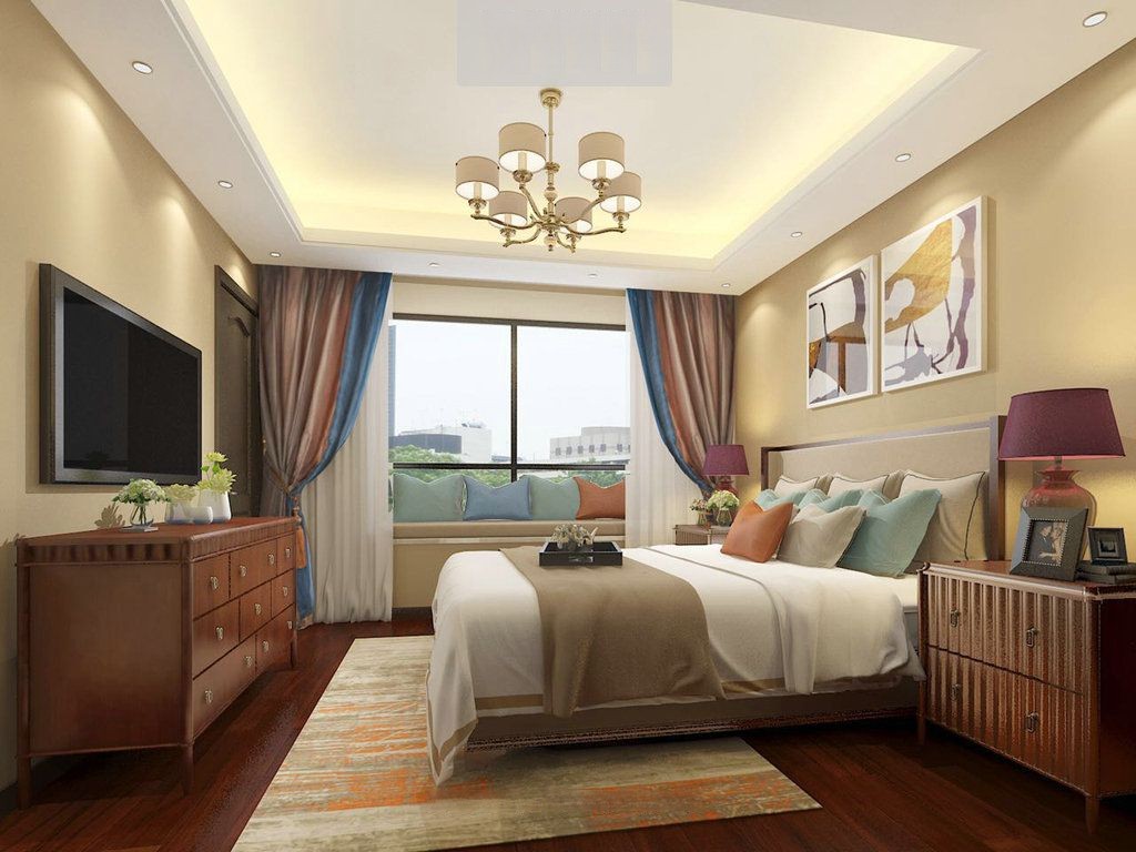 浦东锦绣前城150平现代风格大平层卧室装修效果图