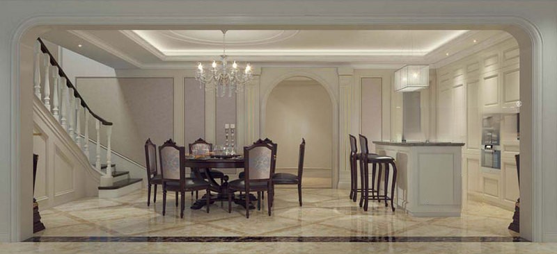 上海复地香栀花园310平欧式古典风格别墅餐厅装修效果图