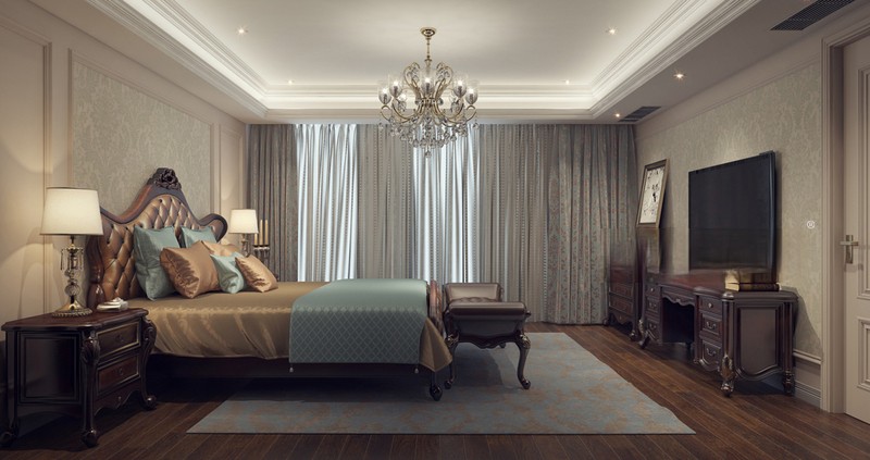 上海复地香栀花园310平欧式古典风格别墅卧室装修效果图
