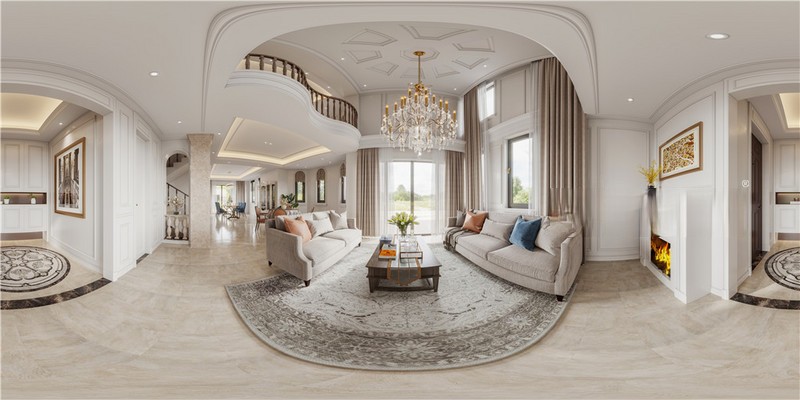 上海上海东郊华庭360平美式风格别墅客厅装修效果图