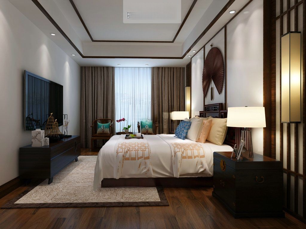 宝山区东方帕提欧400平新中式风格大平层卧室装修效果图