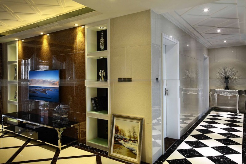 上海天泽苑130平欧式风格三室二厅二卫一厨客厅装修效果图
