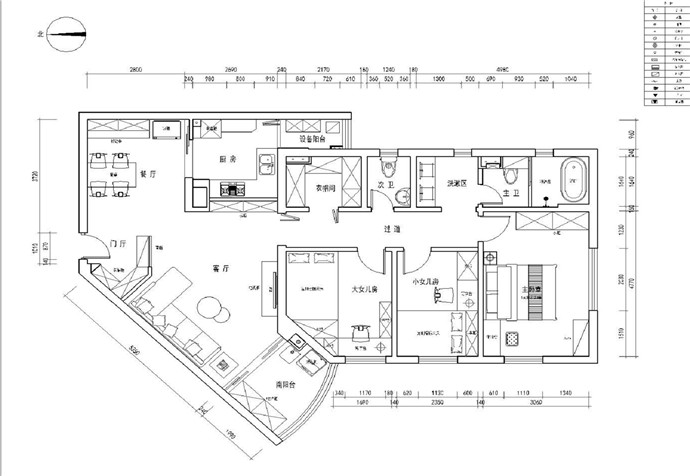 长宁区美丽华花园110平美式风格公寓装修效果图