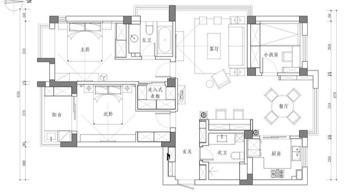 徐汇区蒙哥马利152平美式风格三室两厅装修效果图