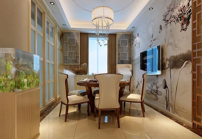 浦东新区海上国际花园151平新中式风格公寓装修效果图