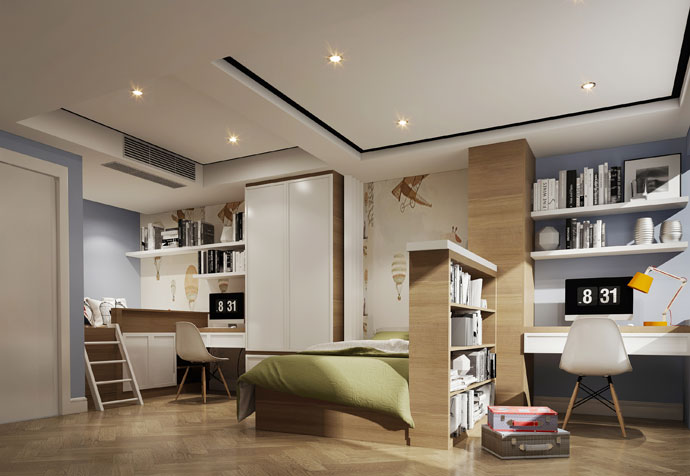 杨浦区东田公寓100平现代风格公寓装修效果图