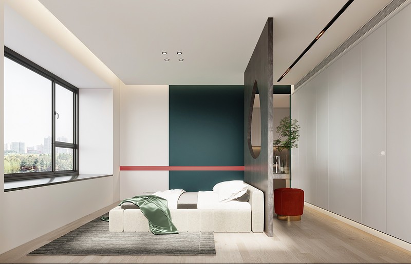上海浦东御沁园120平现代简约风格住宅卧室装修效果图