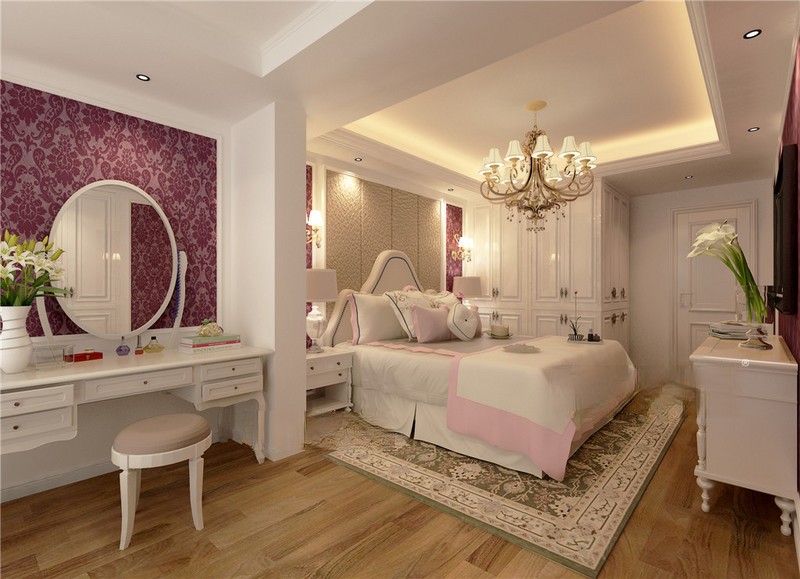 上海黄浦滩名苑135平欧式风格三居室卧室装修效果图