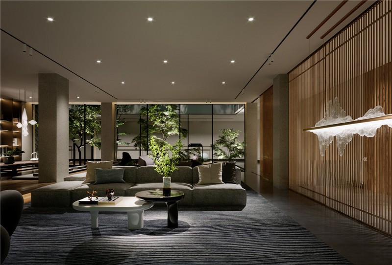 上海上海桃花源638平新中式风格别墅客厅装修效果图