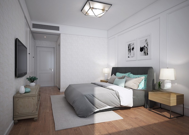 上海永业公寓135平北欧风格住宅卧室装修效果图