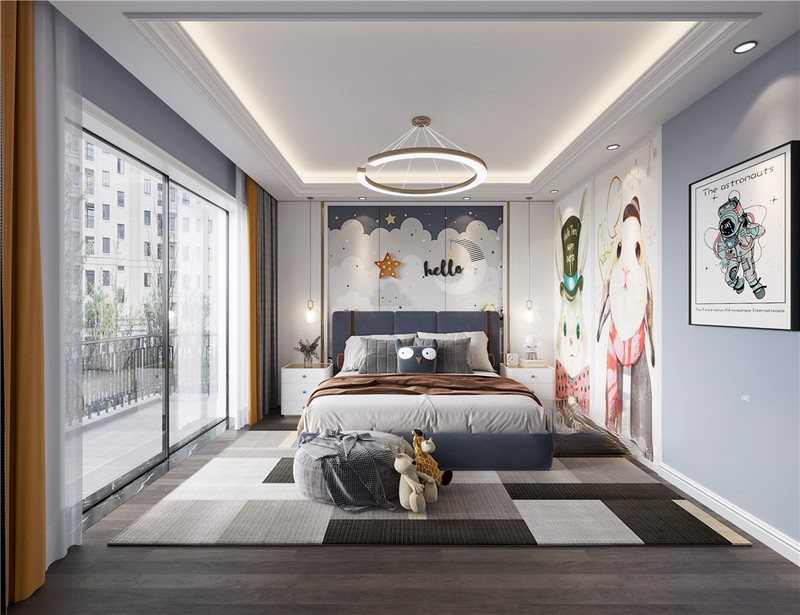 上海上海康桥半岛240平美式风格别墅卧室装修效果图