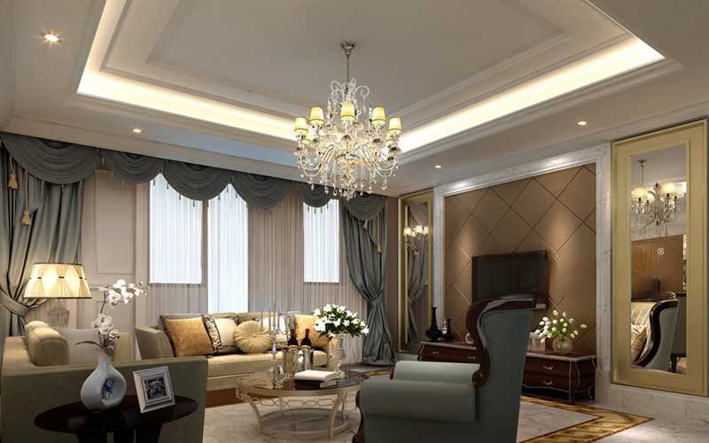 上海花园城彩虹名邸200平简欧风格复式客厅装修效果图