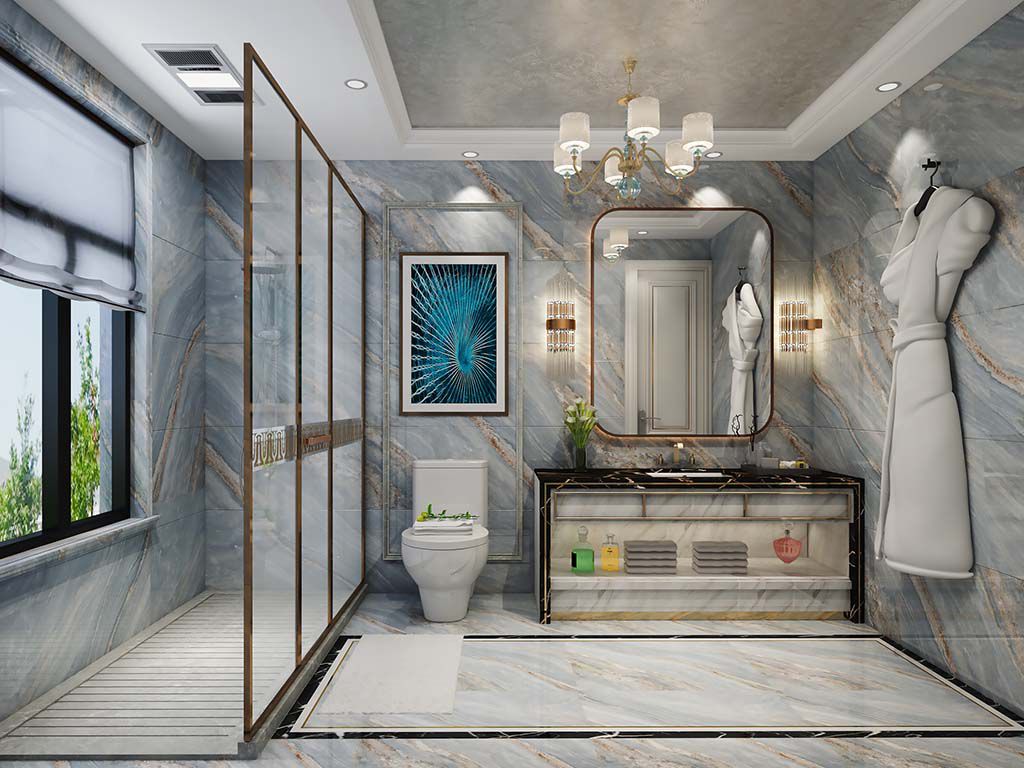 金山区600平现代轻奢风格独栋别墅卫生间装修效果图