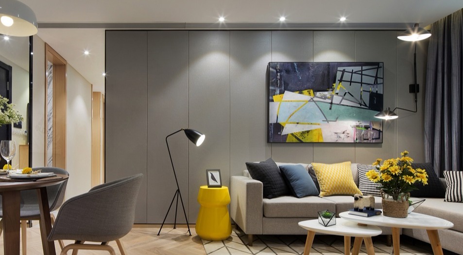 浦东新区艺术画廊109平北欧风格公寓装修效果图