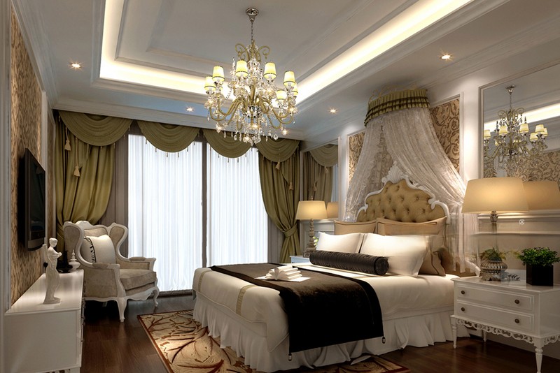 上海花园城彩虹名邸200平简欧风格复式卧室装修效果图