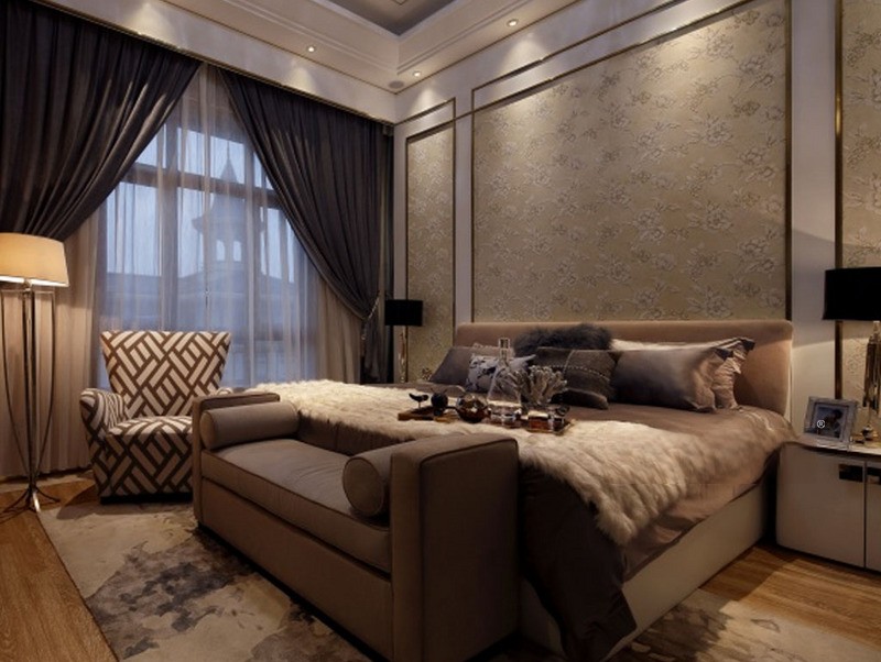上海白金院邸316平美式风格别墅卧室装修效果图