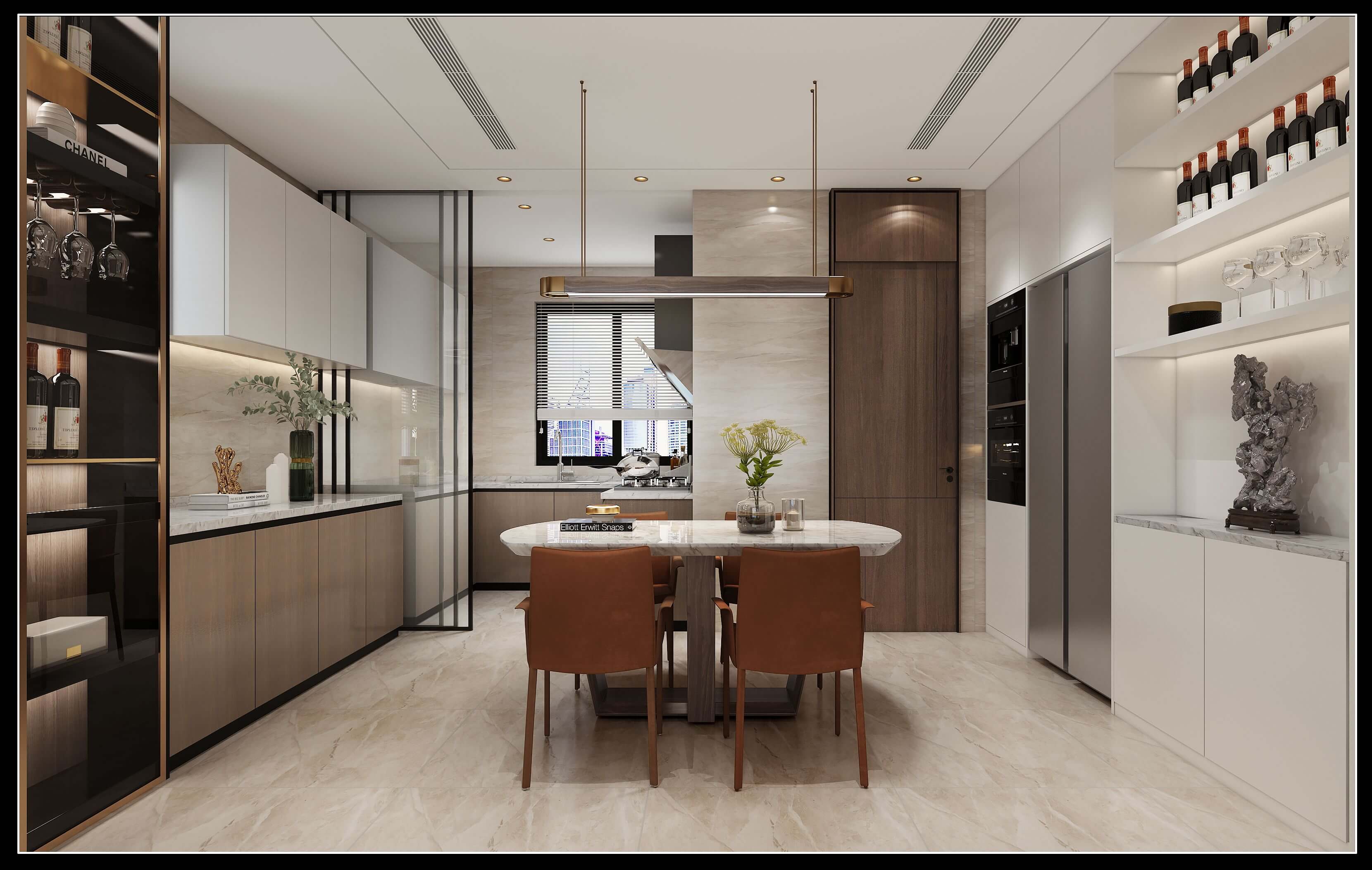 长宁区新安公寓200平现代极简风格联排别墅厨房装修效果图