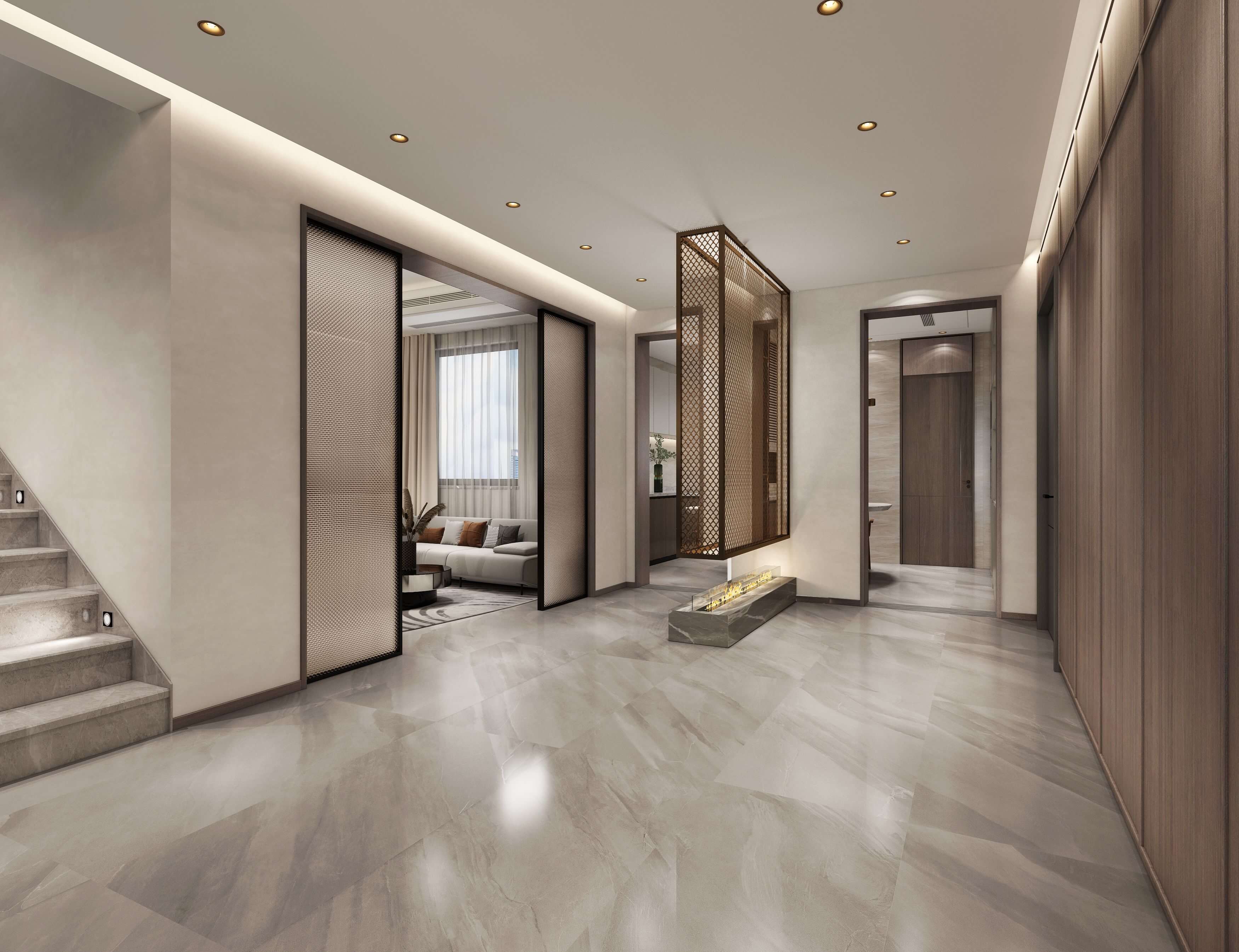 长宁区新安公寓200平现代极简风格联排别墅走廊装修效果图