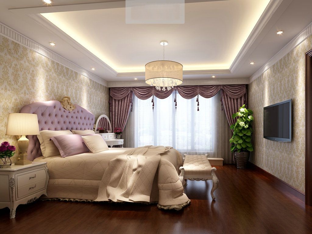 普陀区香溢花城124平欧式风格公寓卧室装修效果图