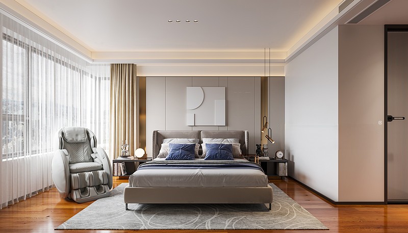 上海大唐国际公寓170平轻奢风格住宅卧室装修效果图