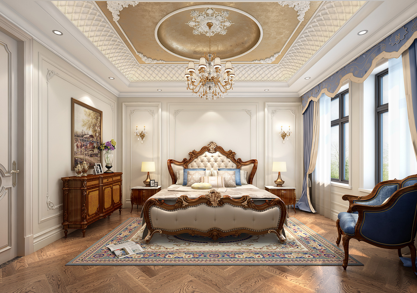 宝山区保利叶上海385平欧式风格独栋别墅卧室装修效果图