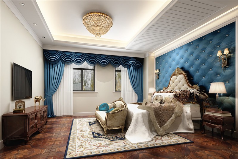 上海北郊御墅245平美式乡村风格别墅卧室装修效果图