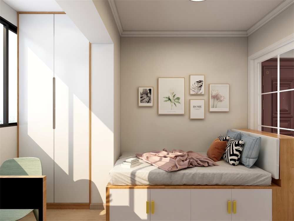 闵行区紫晶南园88现代轻奢两室户次卧装修效果图