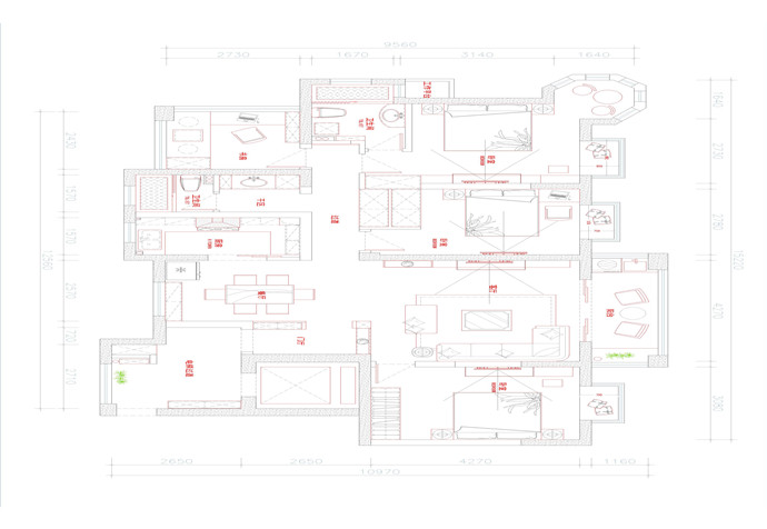 浦东新区东方冠郡159平欧式风格公寓装修效果图