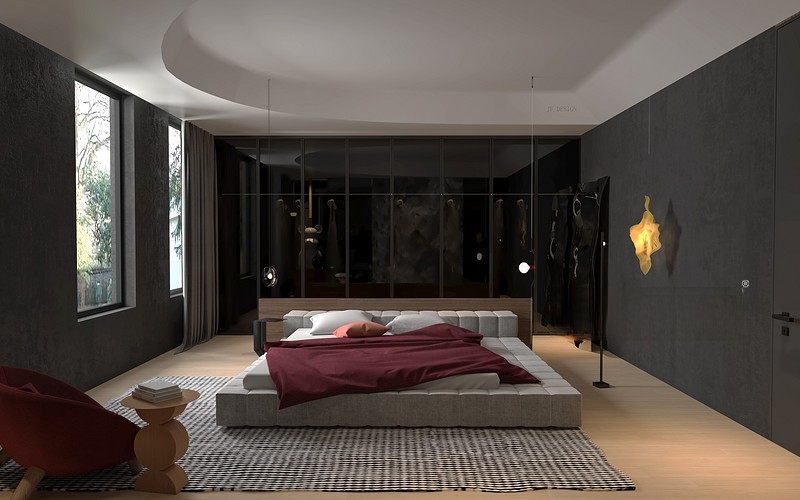 上海上海英庭名墅520平现代简约风格别墅卧室装修效果图
