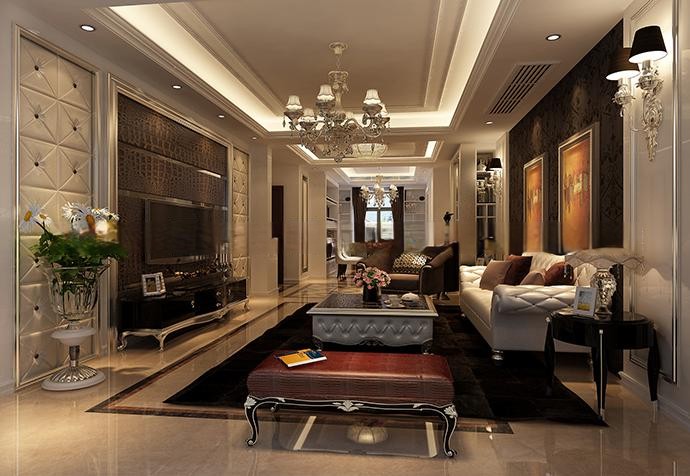 浦东新区宝华海尚郡领120平欧式风格公寓装修效果图