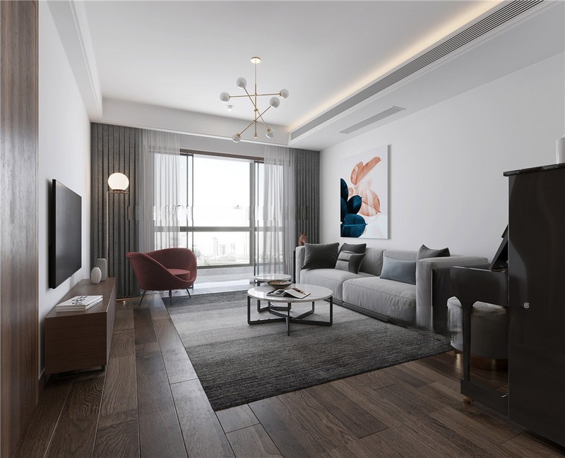 上海上海汇豪天下87平现代简约风格二居室客厅装修效果图